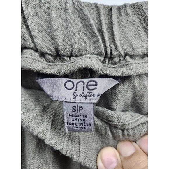 One By Chapter One Linen Blend Jogger Khaki Green Size Small - Picture 3 of 7